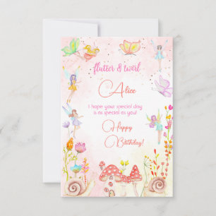 Carte Fairy jardin aquarelle heureux anniversaire saluta