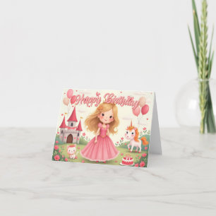 Carte Fairy Princess Anniversaire dans un rêve rose
