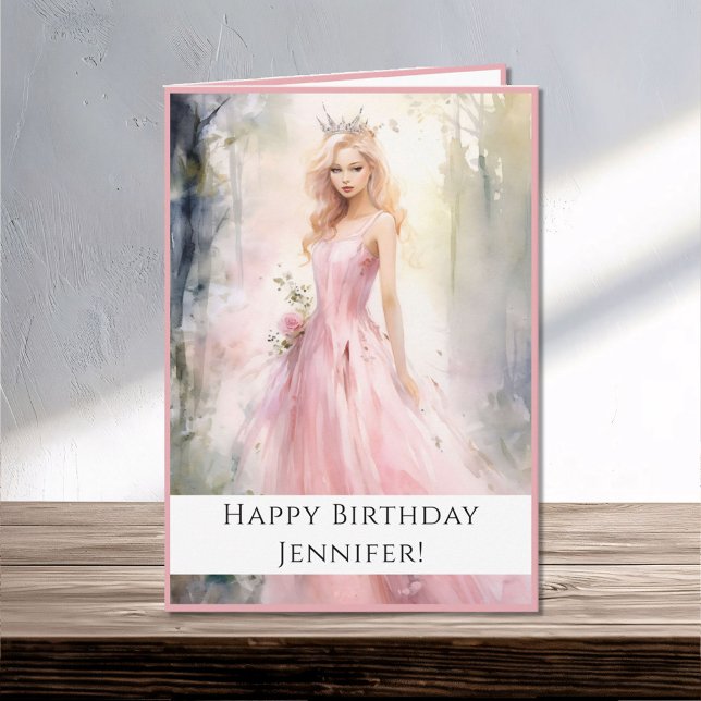 Carte Fairy Tale Princesse en rose Joyeux Anniversaire N (Créateur téléchargé)