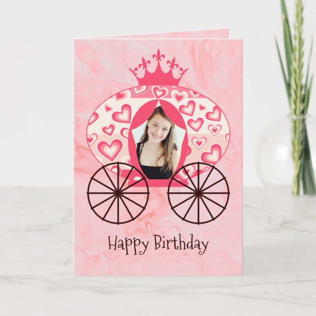 Carte Fairytale Royal Princess Carriage Girl Anniversair (Devant)
