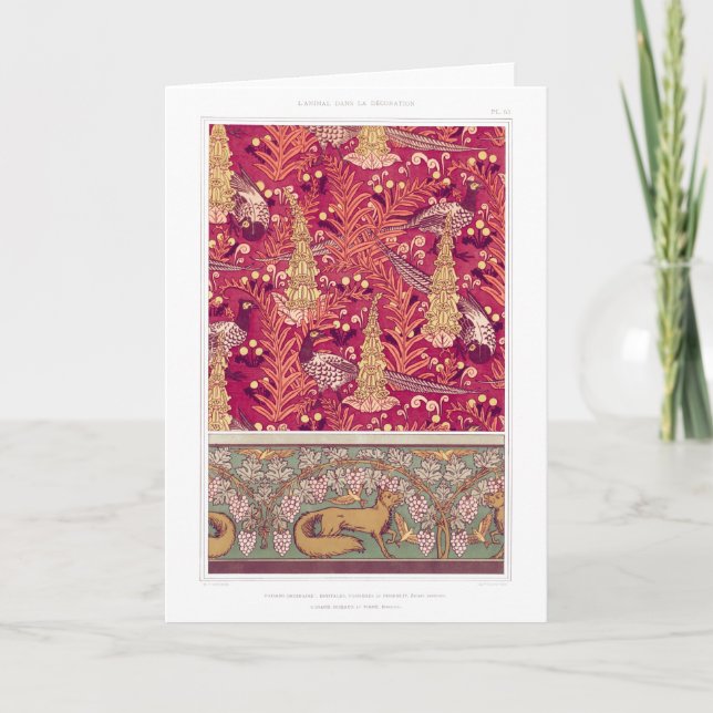 Carte Faisan renard Art nouveau Foxglove verneuil (Devant)