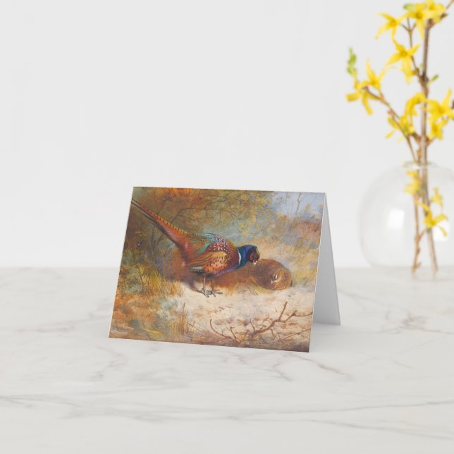 Carte faisans par Archibald Thorburn (Fleur jaune)