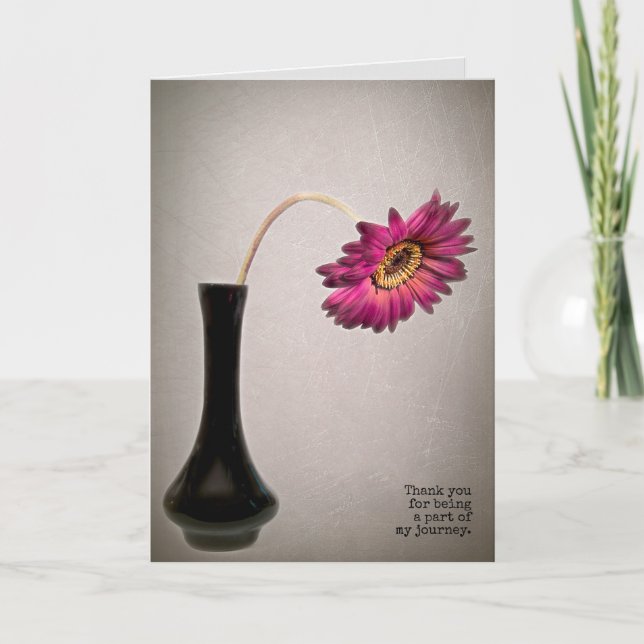 Carte Faisée rose gerbera merci (Devant)