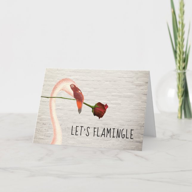 Carte Faisons Flamingle Flamant Rose Saint-Valentin (Devant)