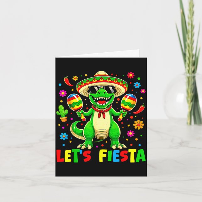 Carte Faisons la fête dinosaure cinq de mayo garçons enf (Devant)