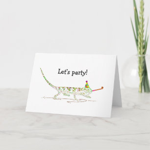 Carte ‘Faisons la fête ! ’ Psychedélique Chameleon Desig
