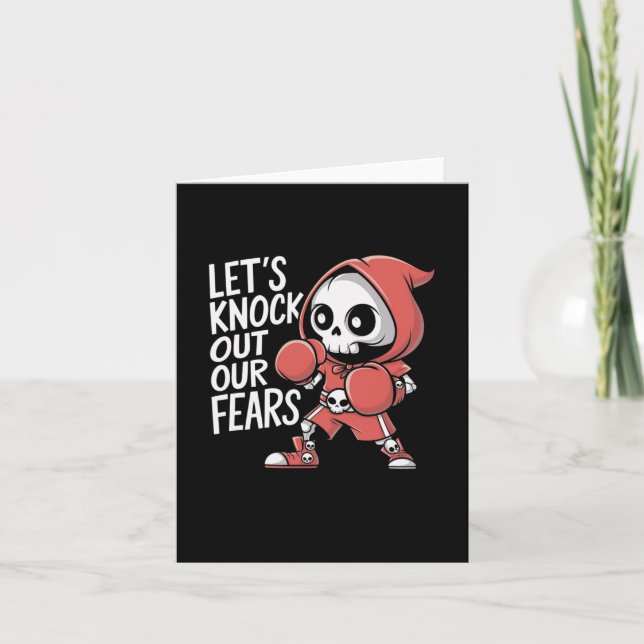 Carte Faisons tomber nos craintes mignonne Boxing Skelet (Devant)