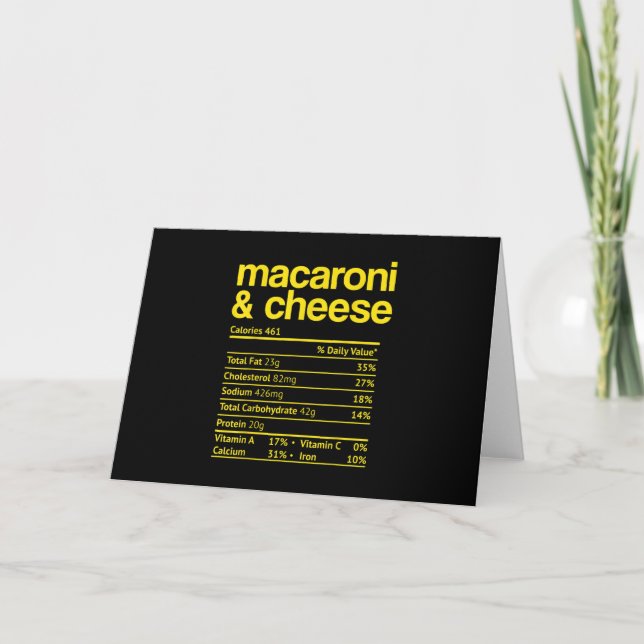 Carte Fait nutritionnel sur les macaronis au fromage de  (Devant)