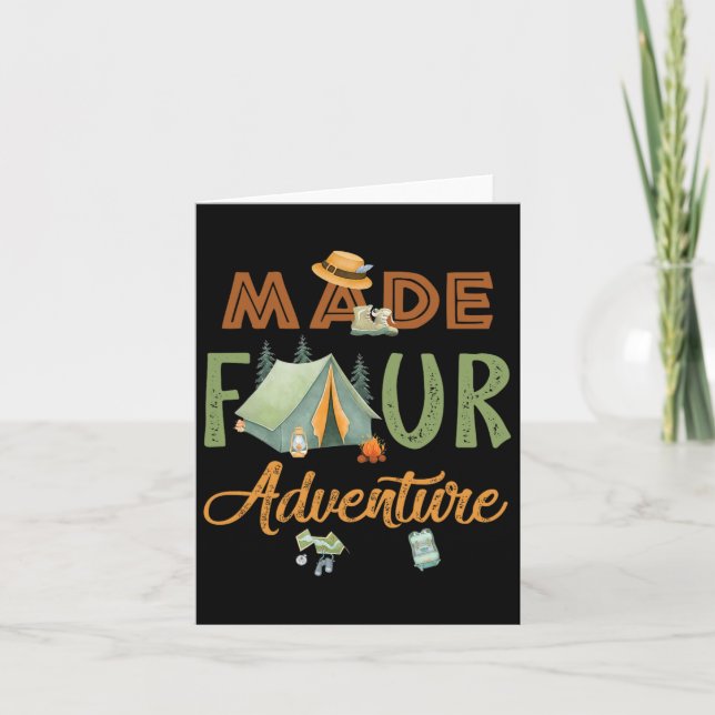 Carte Fait quatre aventure 4e anniversaire camping thème (Devant)