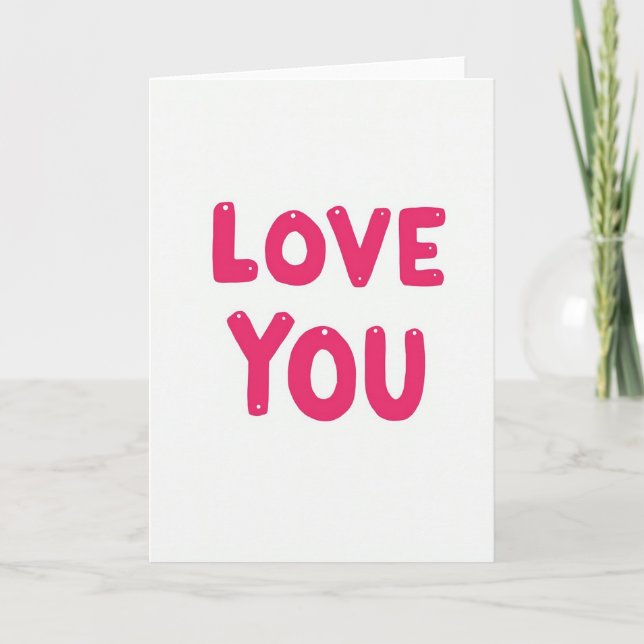 Carte faite main Fuchsia Love You (Devant)