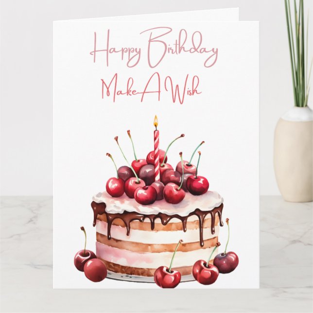 Carte "Faites un voeu" Gâteau d'anniversaire (Devant)