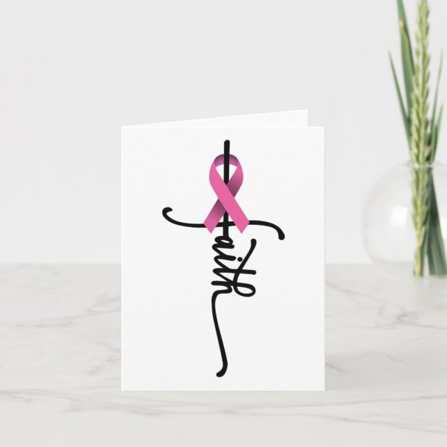 Carte Faith Cross Guerrier Survivant Pink Ribbon Breast  (Devant)