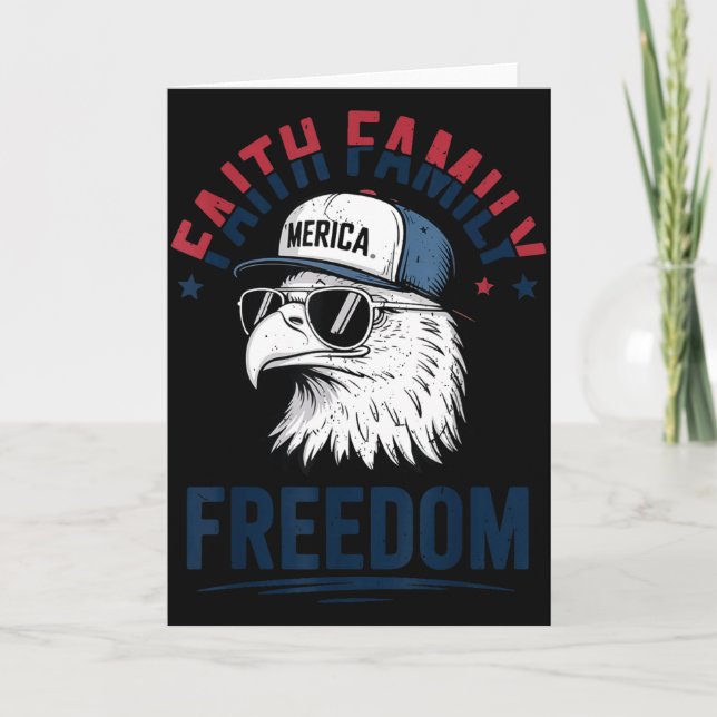 Carte Faith Family Dom Bald Eagle Patriotic Boys America (Devant)