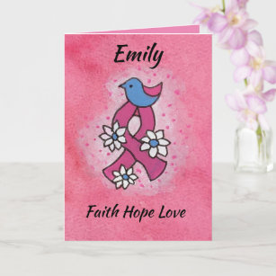 Carte Faith Hope Loast Cancer du sein Pink Ribbon Card