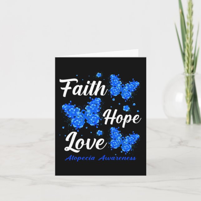 Carte Faith Hope Love Alopecia Awareness Papillon (Devant)