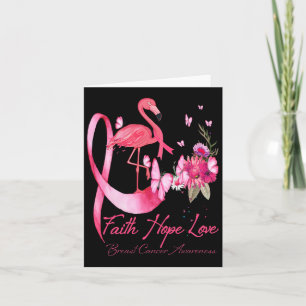 Carte Faith Hope Love Flamant rose rose Ruban Cancer du 