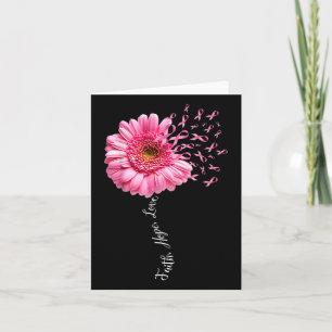 Carte Faith Hope Love Pink Ribbon Daisy Flower Breast Ca