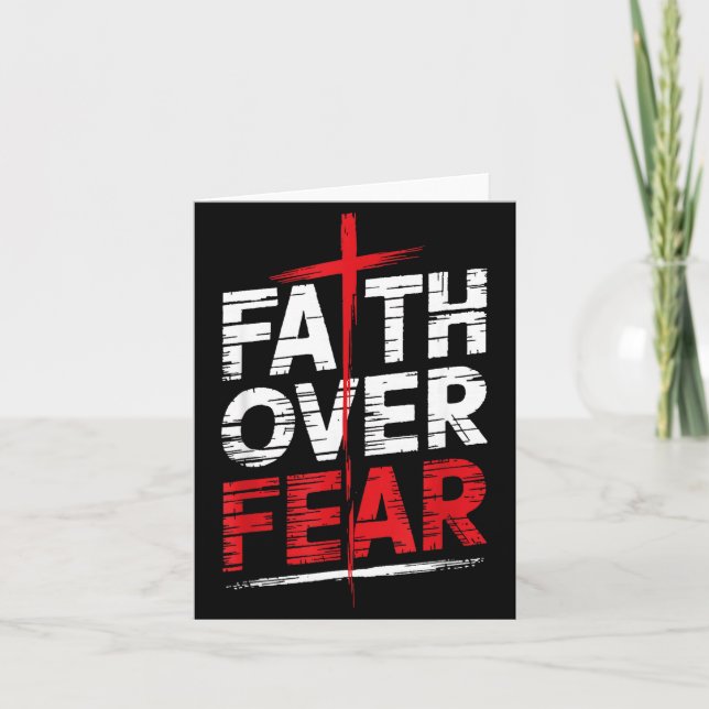 Carte Faith Over Fear With Cross Christian Men  (Devant)