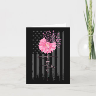 Carte Faith Pink Ribbon Daisy Flower American Flag Breas