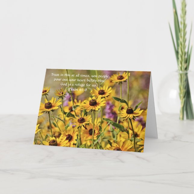 Carte Faith Psaum 62:8 Flower Note (Devant)