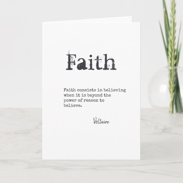 Carte FAITH QUOTE Cadeaux Typewriter Police personnalisa (Devant)
