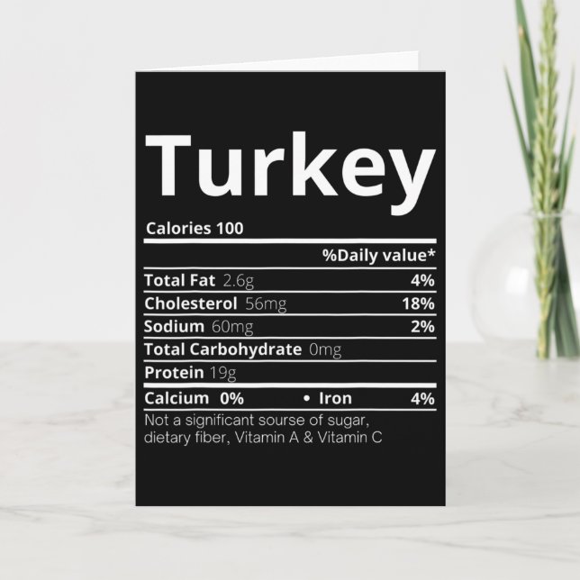 Carte Faits nutritionnels de la dinde Famille Amusement  (Devant)