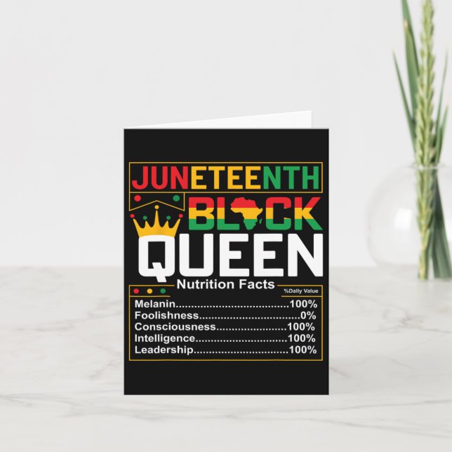 Carte Faits nutritionnels de la Reine noire Juneteenth M (Devant)