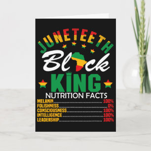 Carte Faits nutritionnels du roi noir Juneteenth Fierté 