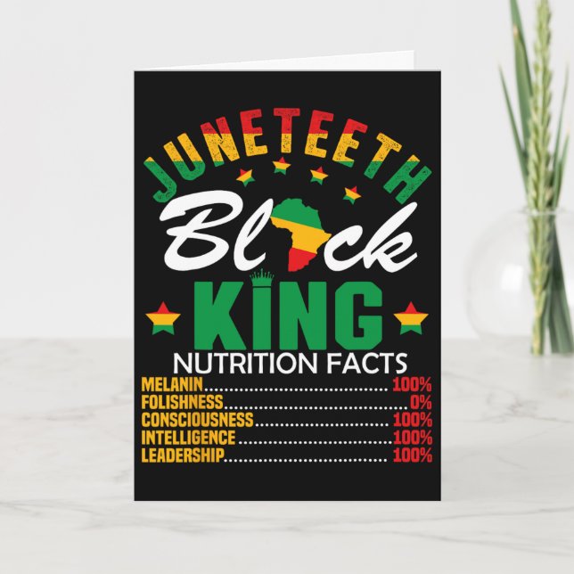 Carte Faits nutritionnels du roi noir Juneteenth Fierté  (Devant)
