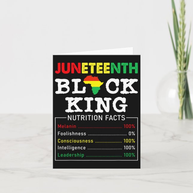 Carte Faits nutritionnels Juneteenth Black King Fête des (Devant)