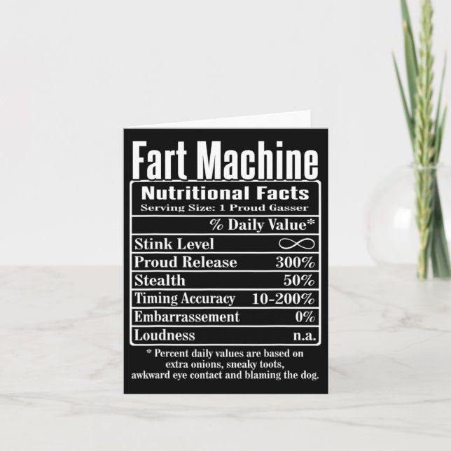 Carte Faits Nutritionnels Machine à Pet Fils de Papa Bla (Devant)