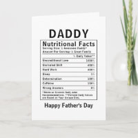 Faits nutritionnels pour papa cadeaux de fête des
