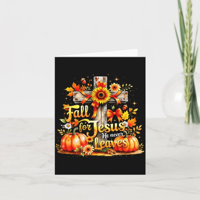 Carte Fall For Jesus Christian Pumpkin Autumn Cross  (Devant)