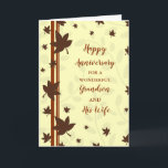 Carte Fall Grandson et son anniversaire de femme<br><div class="desc">Joyeuse carte d'anniversaire mariage pour petit-fils et sa femme avec l'automne laisse motif,  et verset sincère.</div>