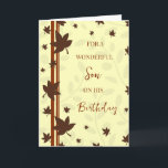 Carte Fall Leaves Son anniversaire<br><div class="desc">Carte d'anniversaire pour fils avec un anniversaire d'automne avec des feuilles d'automne design et verset réfléchi.</div>