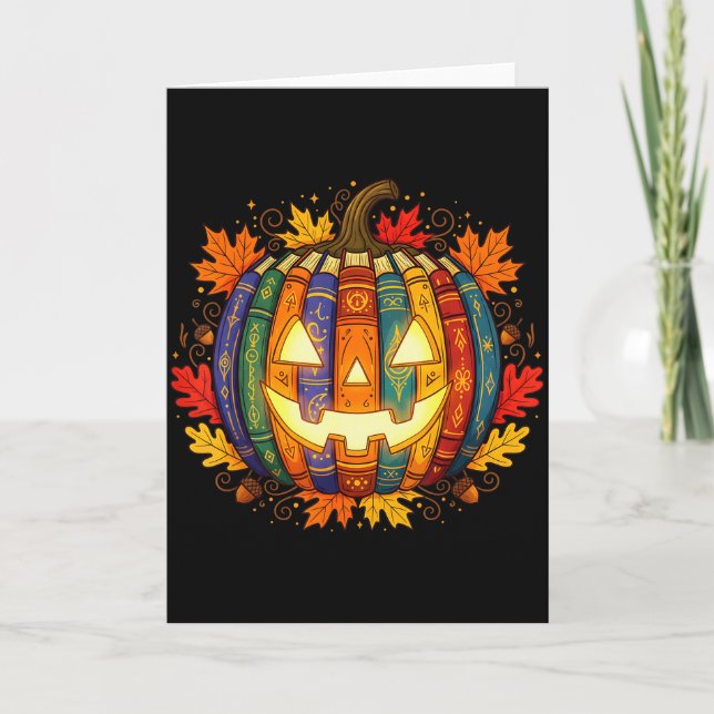 Carte Fall Pumpkin Book Lover, Soky Librarian Teacher Ha (Devant)