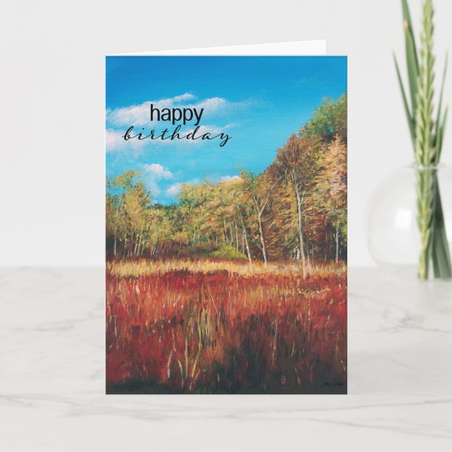 Carte Fall Trees Blue Sky Art Joyeux anniversaire (Devant)