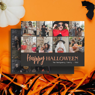 Carte Famille Cute Script Joyeux Halloween 12 Photo Noir