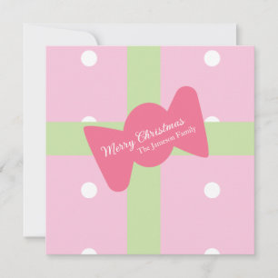 Carte Famille de cadeau de Noël rose 
