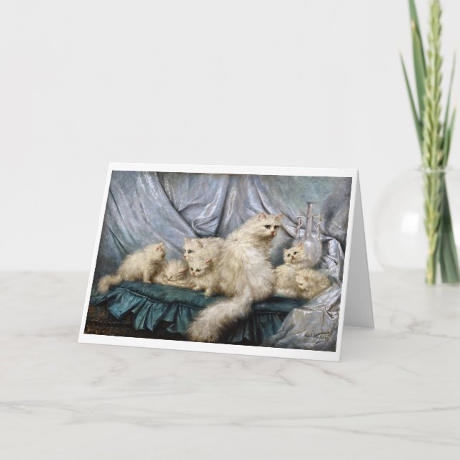 Carte Famille de chats blancs, Carl Kahler (Devant)