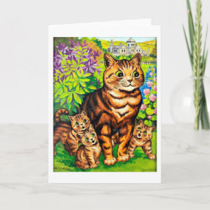 Carte Famille de Chats dans un jardin, Louis Wain
