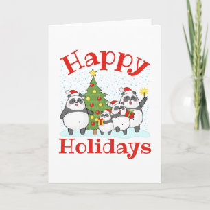 Carte Famille de pandas de Noël