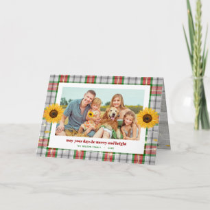 Carte Famille de tournesols en plaid russe Noël