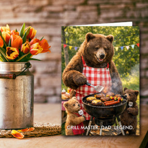 Carte Famille d'ours mignons Maître Grill Papa Fête des