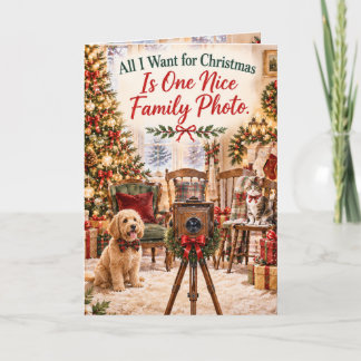 Carte Famille drôle, photo de Noël chaotique avec humour