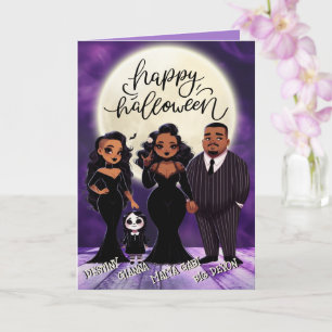 Carte Famille ethnique mignonne et Éffrayante Halloween