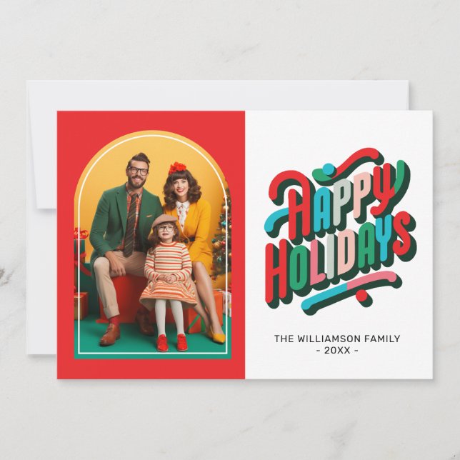 Carte Famille Festive Retro Arch (Devant)