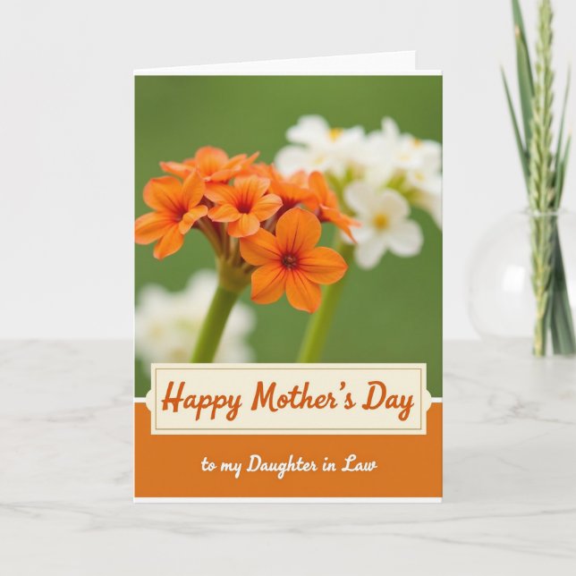 Carte Famille Fleur Orange Chevron (Devant)