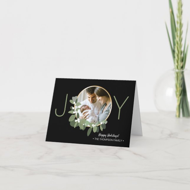 Carte Famille Photo minimaliste Wreath Joie (Devant)