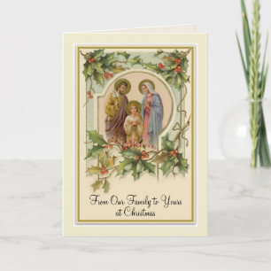Carte Famille sainte de Noël catholique traditionnel